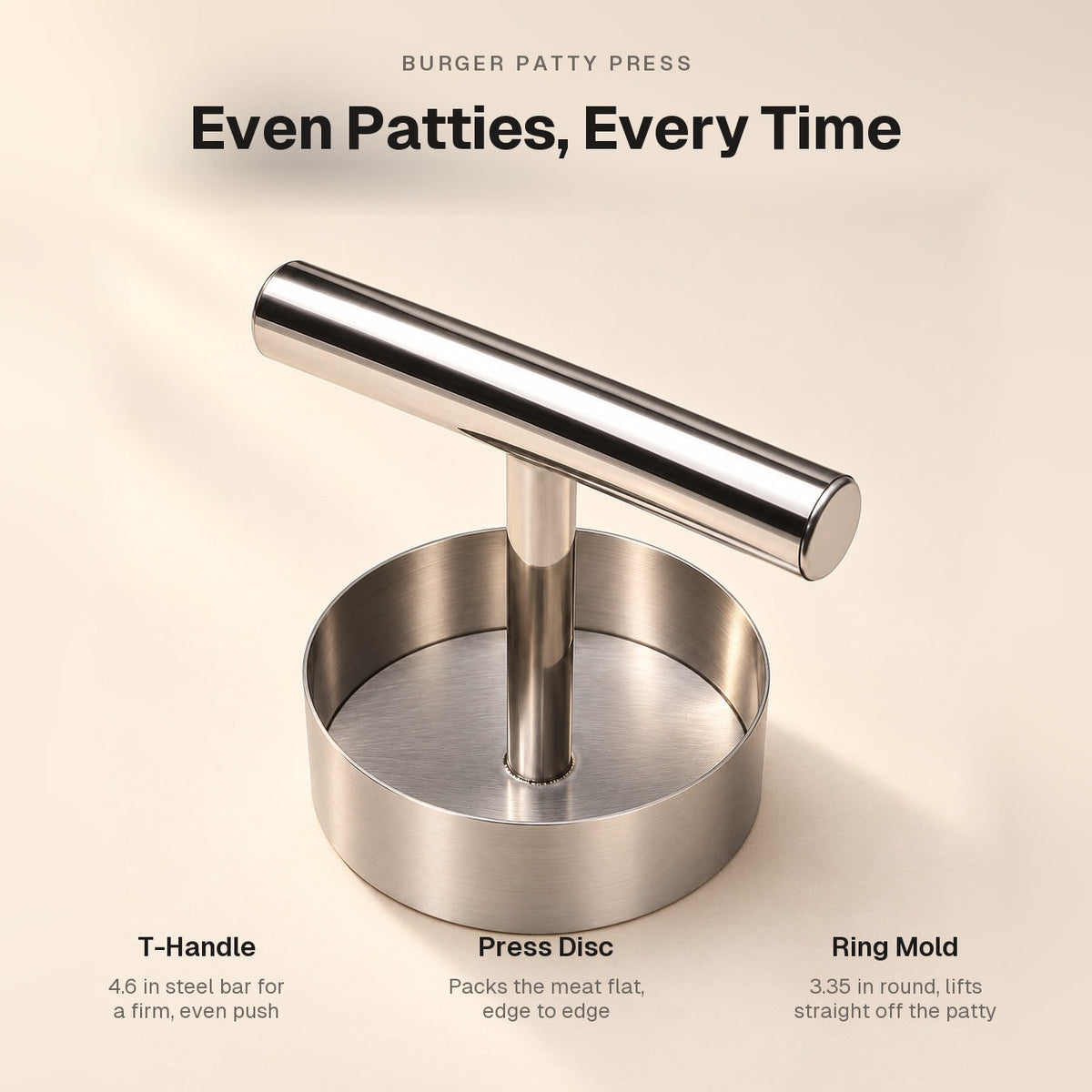 Stainless Steel Burger Patty Press